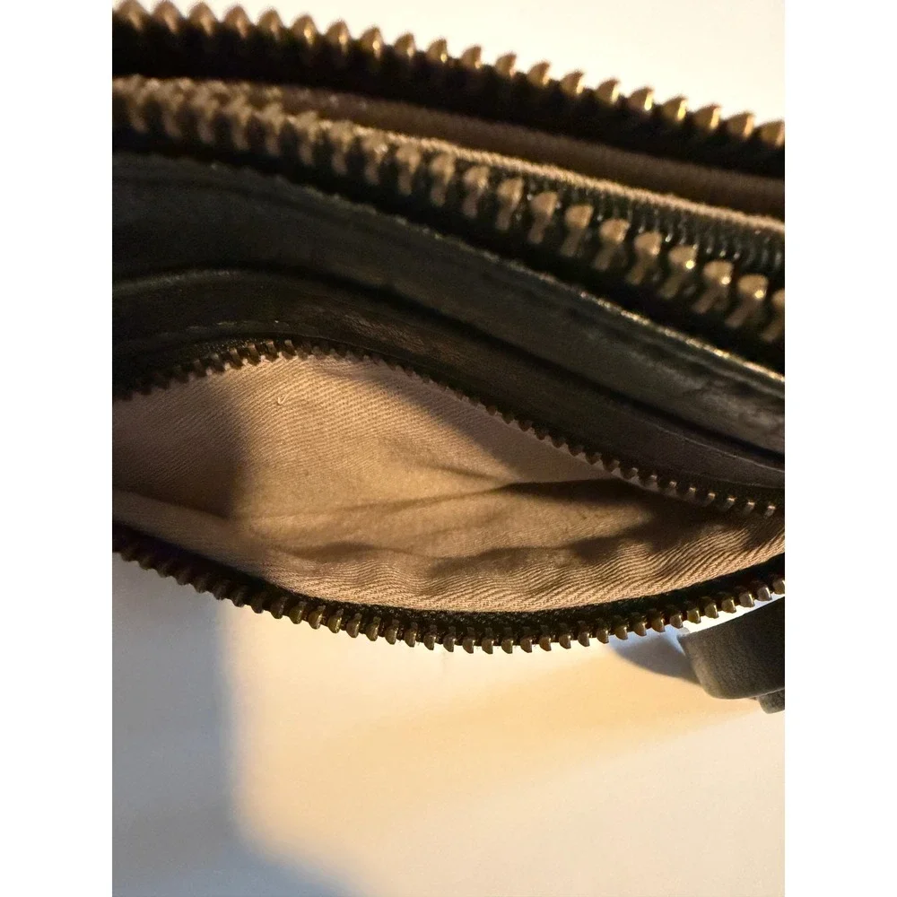Anthropologie Day & Mood Soft Leather Wristlet Clutch Solid Black Zipper Pockets